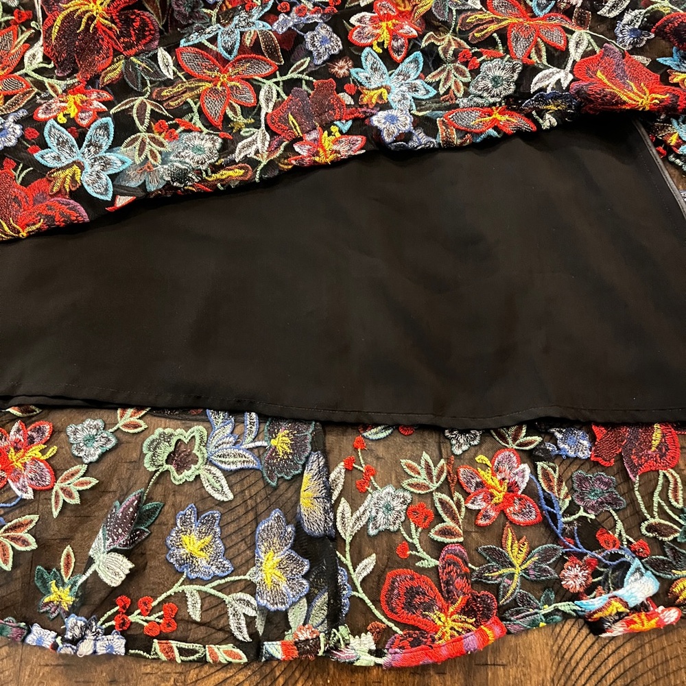 ANTHROPOLOGIE VONE JANINE Floral Embroidered Black MIDI Dress - Picture 7 of 11